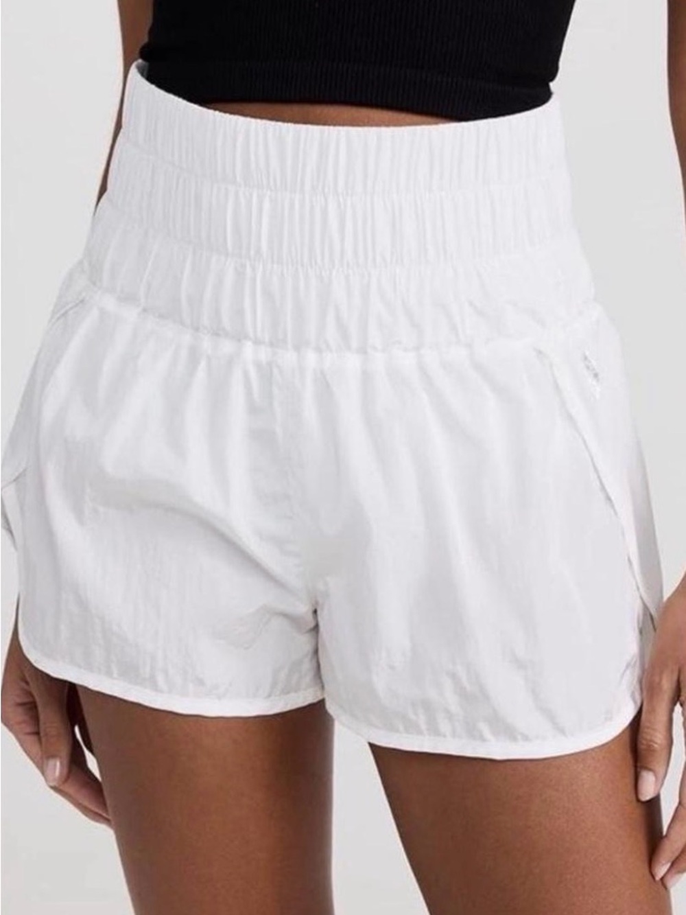 Free People White High-Waist Relaxed Run Shorts